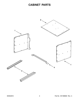 Cabinet Parts Diagram and Parts List for KMBS104ESS03  Whirlpool Microwave