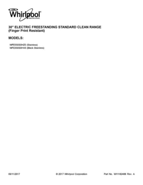 01 - Cover Sheet Diagram and Parts List for WFE550S0HV0  Whirlpool Range