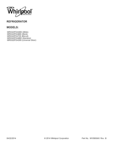 Cover Sheet Diagram and Parts List for WRS322FDAD00  Whirlpool Refrigerator
