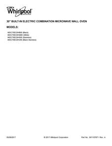 Cover Sheet Diagram and Parts List for WOC75EC0HS00  Whirlpool Microwave