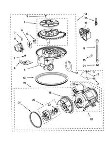 Pump And Motor Diagram and Parts List for KUDR01DTBT0  KitchenAid Dishwasher