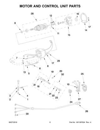 Motor And Control Unit Parts Diagram and Parts List for 5K45SSROB0  Whirlpool Mixer