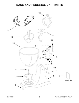 Base And Pedestal Unit Parts Diagram and Parts List for 5KSM45BAQ4  Whirlpool Mixer