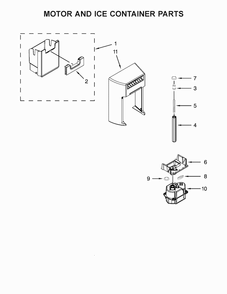 Motor And Ice Container Parts Diagram and Parts List for 10651789410  Kenmore Refrigerator