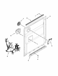 Inner Door Parts Diagram and Parts List for 66513549N412  Kenmore Dishwasher