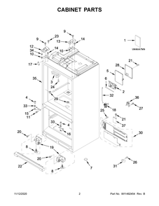 Cabinet Parts Diagram and Parts List for WRF767SDHZ02  Whirlpool Refrigerator