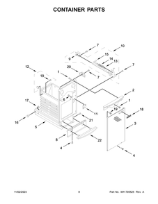 Container Parts Diagram and Parts List for GACP15XXMG5  Whirlpool Trash Compactor