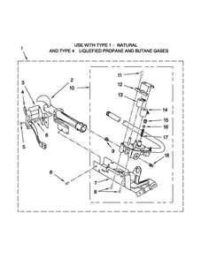 8318272 Burner Assembly Parts Diagram and Parts List for WGD4850BW0  Whirlpool Dryer