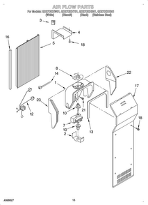 Air Flow Diagram and Parts List for OEM3-GD27DIXHB01  Whirlpool Refrigerator