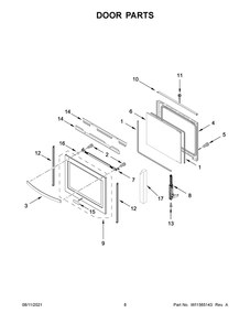 Door Parts Diagram and Parts List for YWFE975H0HV2  Whirlpool Range