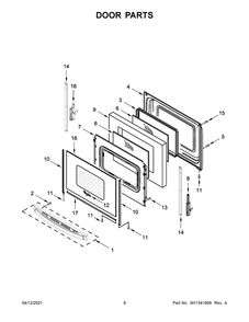 Door Parts Diagram and Parts List for WFE525S0JZ1  Whirlpool Range