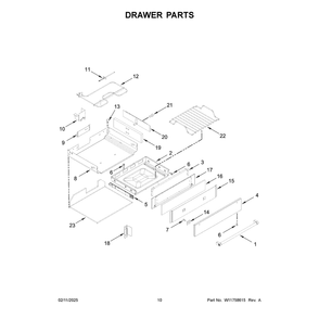 Drawer Parts Diagram and Parts List for KSGB900ESS6  KitchenAid Range