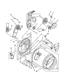 Bulkhead Parts Diagram and Parts List for WED4870BW0  Whirlpool Dryer