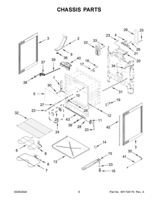 Chassis Parts Diagram and Parts List for YWFES3530RB0  Whirlpool Range