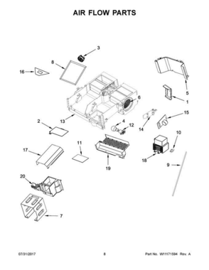 05 - Air Flow Parts Diagram and Parts List for WMH73521CS7  Whirlpool Microwave Oven Combo