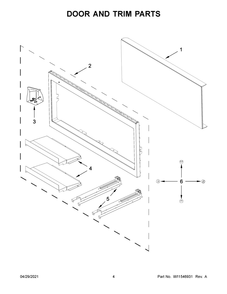 Door And Trim Parts Diagram and Parts List for WMT50011KS02  Whirlpool Microwave Oven Combo
