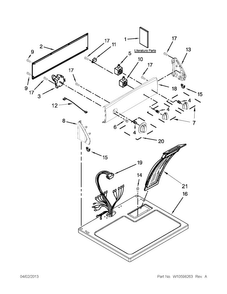 Top And Console Parts Diagram and Parts List for 11061262311  Kenmore Dryer