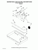 BURNER BOX, GAS VALVES, AND SWITCHES Diagram and Parts List for KDRU767VSS01  KitchenAid Range