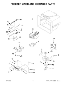 Freezer Liner And Icemaker Parts Diagram and Parts List for KRFF302EBS03  Whirlpool Refrigerator