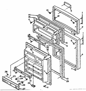 Door Parts Diagram and Parts List for 106U16ESL2  Kenmore Refrigerator