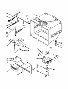 Freezer Liner Parts Diagram and Parts List for 59669989014  Kenmore Refrigerator