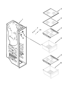 Freezer Liner Parts Diagram and Parts List for KSC24C8EYY03  KitchenAid Refrigerator