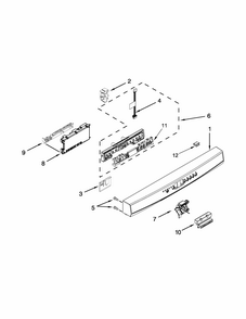 Control Panel And Latch Parts Diagram and Parts List for 66513409N410  Kenmore Dishwasher