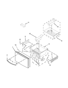 Freezer Door Parts Diagram and Parts List for KFIS29BBBL01  KitchenAid Refrigerator