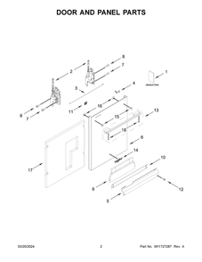 Door And Panel Parts Diagram and Parts List for WDTA80SAKZ3  Whirlpool Dishwasher