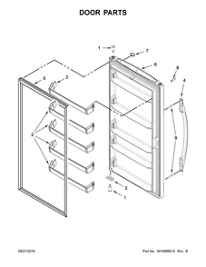 Door Parts Diagram and Parts List for WZF57R16FW00  Whirlpool Freezer