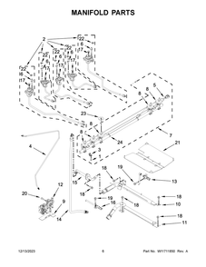 Manifold Parts Diagram and Parts List for WEG745H0LZ5  Whirlpool Range