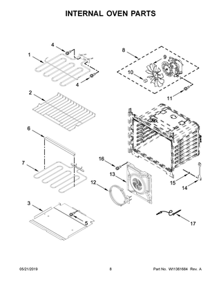 Internal Oven Parts Diagram and Parts List for WOC97EC0HZ02  Whirlpool Microwave Oven Combo