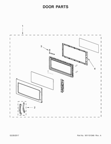 Door Parts Diagram and Parts List for UMV1160CB3  Whirlpool Microwave