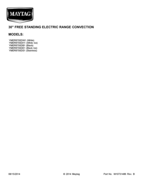 01 - COVER SHEET Diagram and Parts List for YMER8700DB1  Whirlpool Range