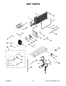 Unit Parts Diagram and Parts List for ART318FFDB07  Whirlpool Refrigerator