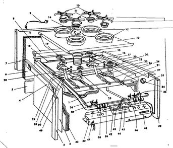 Top Section And Outer Body Parts Diagram and Parts List for 1553547080  Kenmore Range