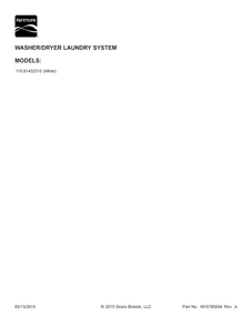 Cover Sheet Diagram and Parts List for 11081432510  Kenmore Washer Dryer Combo