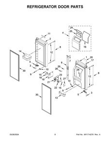 Refrigerator Door Parts Diagram and Parts List for KRMF536RBS00  KitchenAid Refrigerator