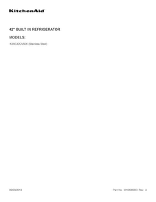 Cover Sheet Diagram and Parts List for KSSC42QVS06  KitchenAid Refrigerator