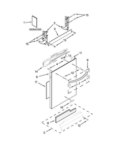 Door And Panel Parts Diagram and Parts List for KDTE304DWH0  KitchenAid Dishwasher