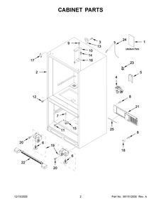 Cabinet Parts Diagram and Parts List for MBF1958FEZ05  Whirlpool Refrigerator