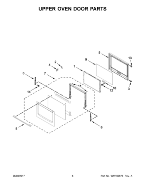 04 - UPPER OVEN DOOR PARTS Diagram and Parts List for WODA7EC0HZ00  Whirlpool Wall Oven