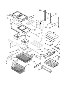 Shelf Parts Diagram and Parts List for KBFS20ECBL00  KitchenAid Refrigerator