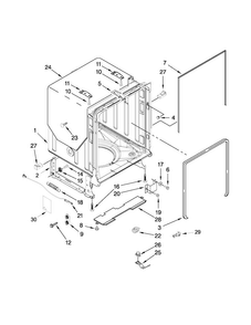 Tub And Frame Parts Diagram and Parts List for KUDE48FXSS6  KitchenAid Dishwasher