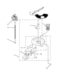 Pump, Washarm And Motor Parts Diagram and Parts List for WDF520PADM0  Whirlpool Dishwasher