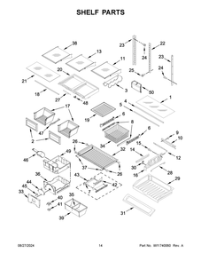 08 - Shelf Parts Diagram and Parts List for KRFC302EBS09  Whirlpool Refrigerator