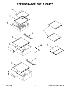 04 - Refrigerator Shelf Parts Diagram and Parts List for WRS555SIHW07  Whirlpool Refrigerator