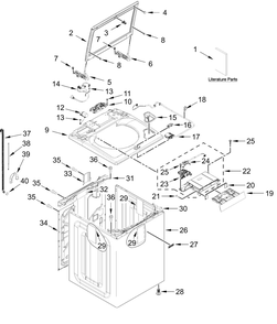 Top And Cabinet Parts Diagram and Parts List for MVW6230RHW4  Whirlpool Washer