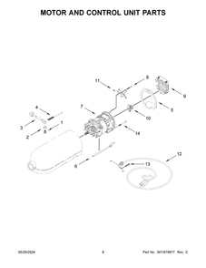 Motor And Control Unit Parts Diagram and Parts List for 5KSM125BPL5  KitchenAid Mixer