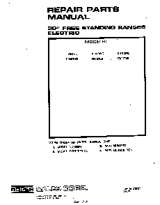 Front Cover Diagram and Parts List for F5057*0  Roper Range